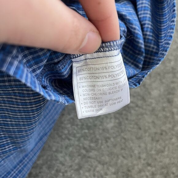 Ariat Pro Series Stretch Button Down Shirt Men's XXL Long Sleeve Blue Plaid - Picture 8 of 8